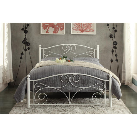 Pallina White Metal Full Platform Bed angled view