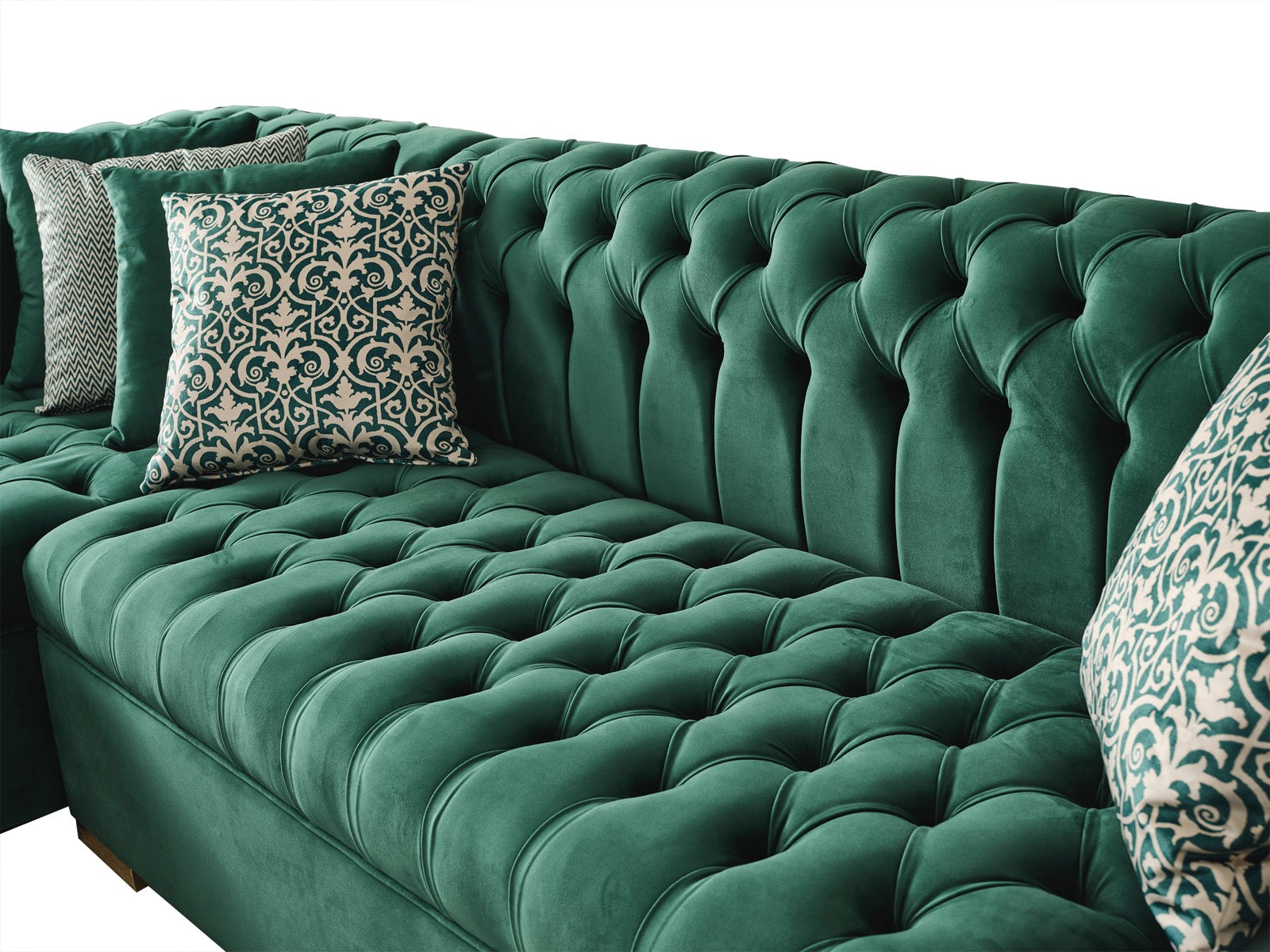 Alternate main view of Emma Green Velvet Double Chaise Sectional sofa