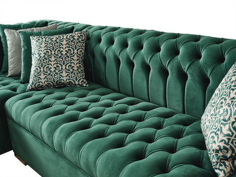 Alternate main view of Emma Green Velvet Double Chaise Sectional sofa