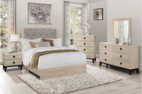 Whiting Gray Linen Tufted Panel Bedroom Set bed main view
