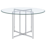 Pace 48-inch Round Glass Top Dining Table Chrome — product image 2