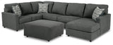 Edenfield Charcoal 3-Piece Sectional with Ottoman - image 2