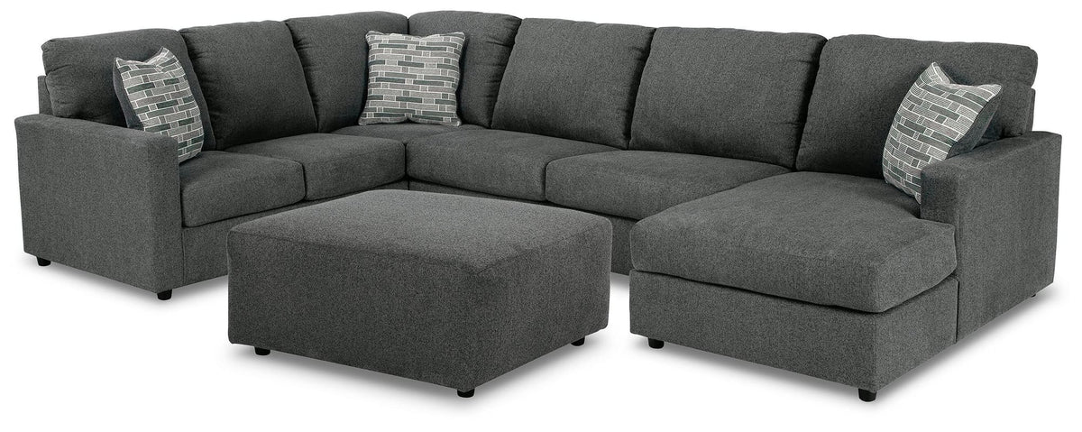 Edenfield Charcoal 3-Piece Sectional with Ottoman - image 2