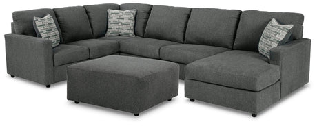 Edenfield Charcoal 3-Piece Sectional with Ottoman - image 2