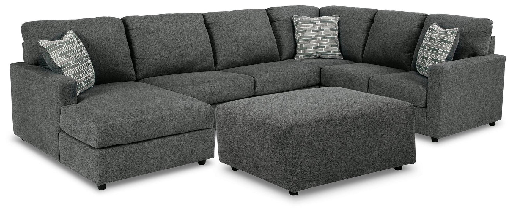 Edenfield Charcoal 3-Piece Sectional with Ottoman - image 2