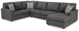 Edenfield Charcoal 3-Piece Sectional with Ottoman - image 3