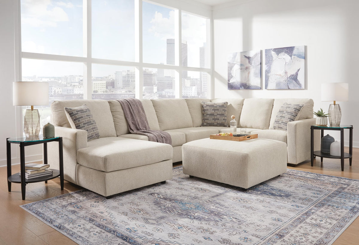 Edenfield Linen 3-Piece Sectional with Ottoman - image 1