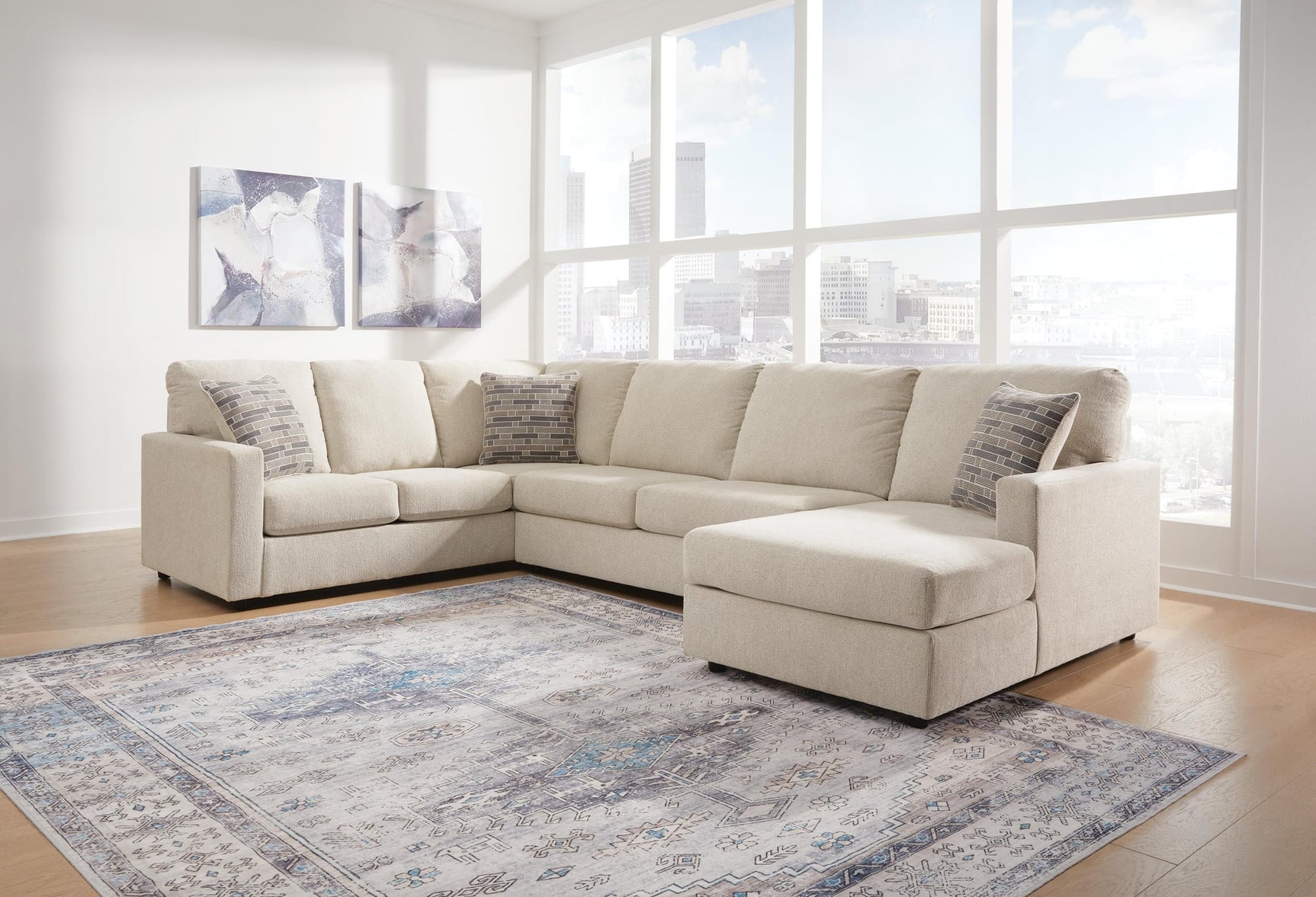 Edenfield Linen 3-Piece Sectional with Ottoman - image 8
