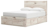Lawroy Light Natural Queen Panel Storage Bed — angled view
