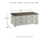 Bolanburg Two-Tone Coffee Table and 1 End Table Set — dimension illustration