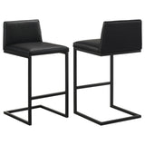 Vardon Genuine Leather Bar Stool Black Set of 2 — product view