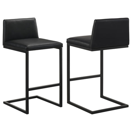 Vardon Genuine Leather Bar Stool Black Set of 2 — product view
