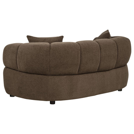 Casarin Brown Fabric Channel-Back Loveseat — product image 5