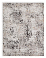 Elaning Abstract black gray cream large area rug - side angle