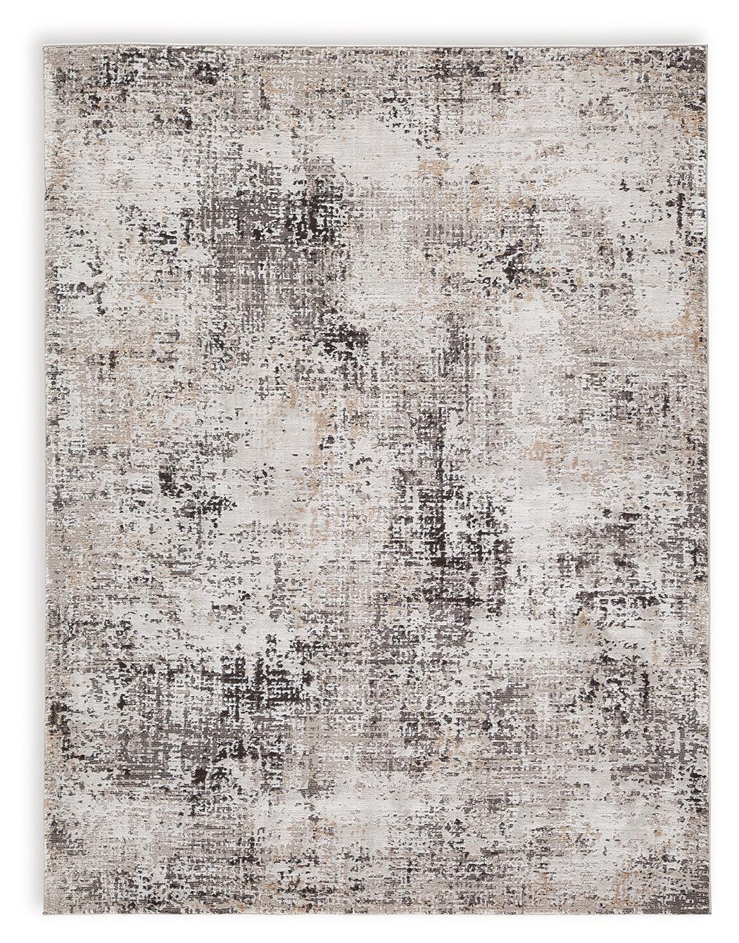 Elaning Medium Rug abstract design black gray cream - angled side