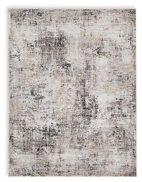 Elaning Medium Rug abstract design black gray cream - angled side