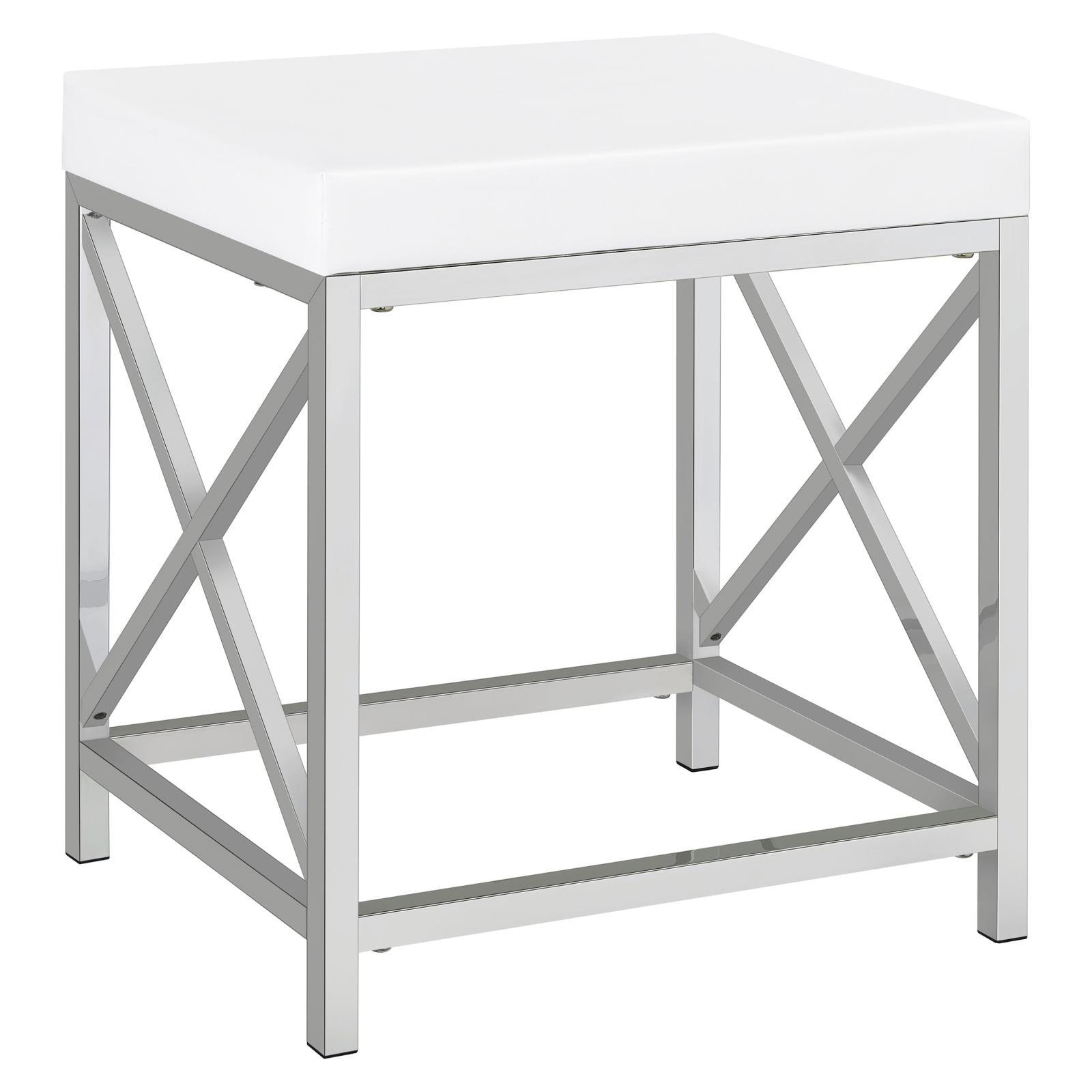 Eliza 2-Piece White Vanity Set with Hollywood Lighting and Upholstered Stool