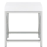 Eliza 2-Piece White Vanity Set with Hollywood Lighting and Upholstered Stool