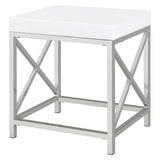 Eliza 2-Piece White Vanity Set with Hollywood Lighting and Upholstered Stool