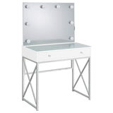 Vanity drawer with crystal knob hardware and organized compartments