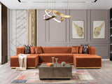 Elizabeth Orange Velvet 4-Piece Sectional sofa main view