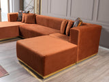 Elizabeth Orange Velvet 4-Piece Sectional sofa main view