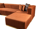 Elizabeth Orange Velvet 4-Piece Sectional sofa main view