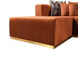 Elizabeth Orange Velvet 4-Piece Sectional sofa main view