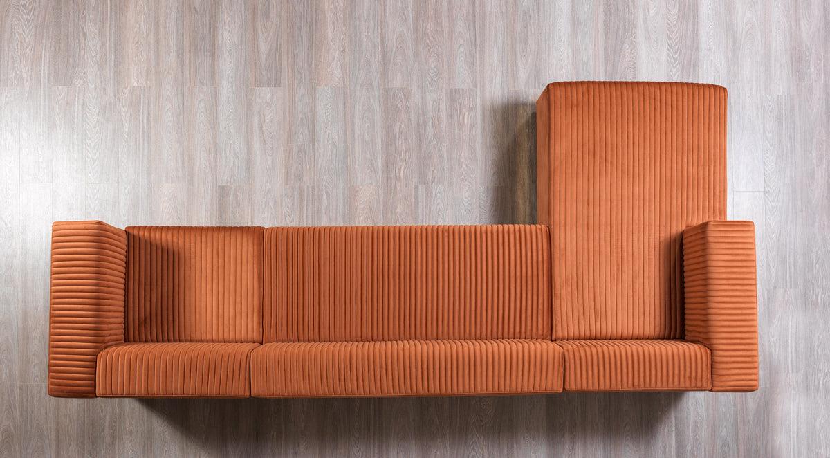 Elizabeth Orange Velvet 4-Piece Sectional sofa main view