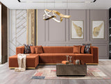 Elizabeth Orange Velvet 4-Piece Sectional sofa main view