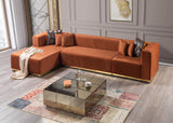 Elizabeth Orange Velvet 4-Piece Sectional sofa main view