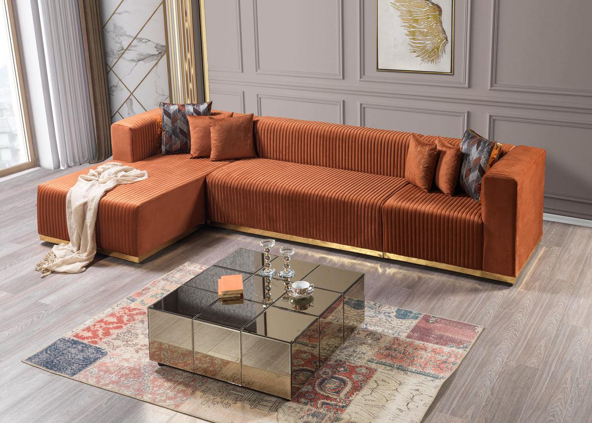 Elizabeth Orange Velvet 4-Piece Sectional sofa main view