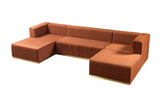Elizabeth Orange Velvet 4-Piece Sectional sofa main view