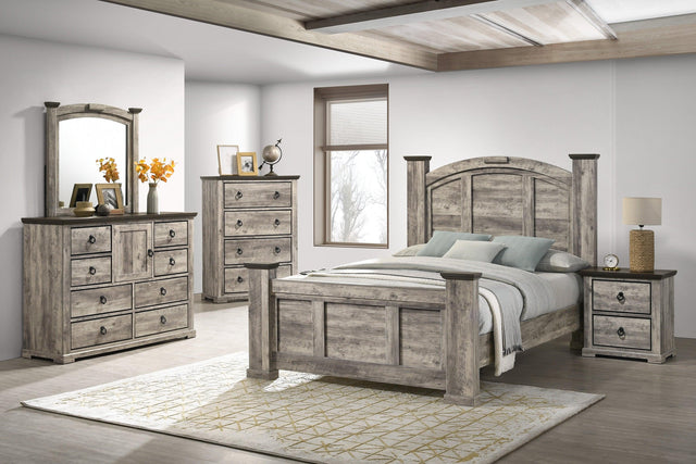main view of Ella Mae Gray Poster Panel Bedroom Set bed