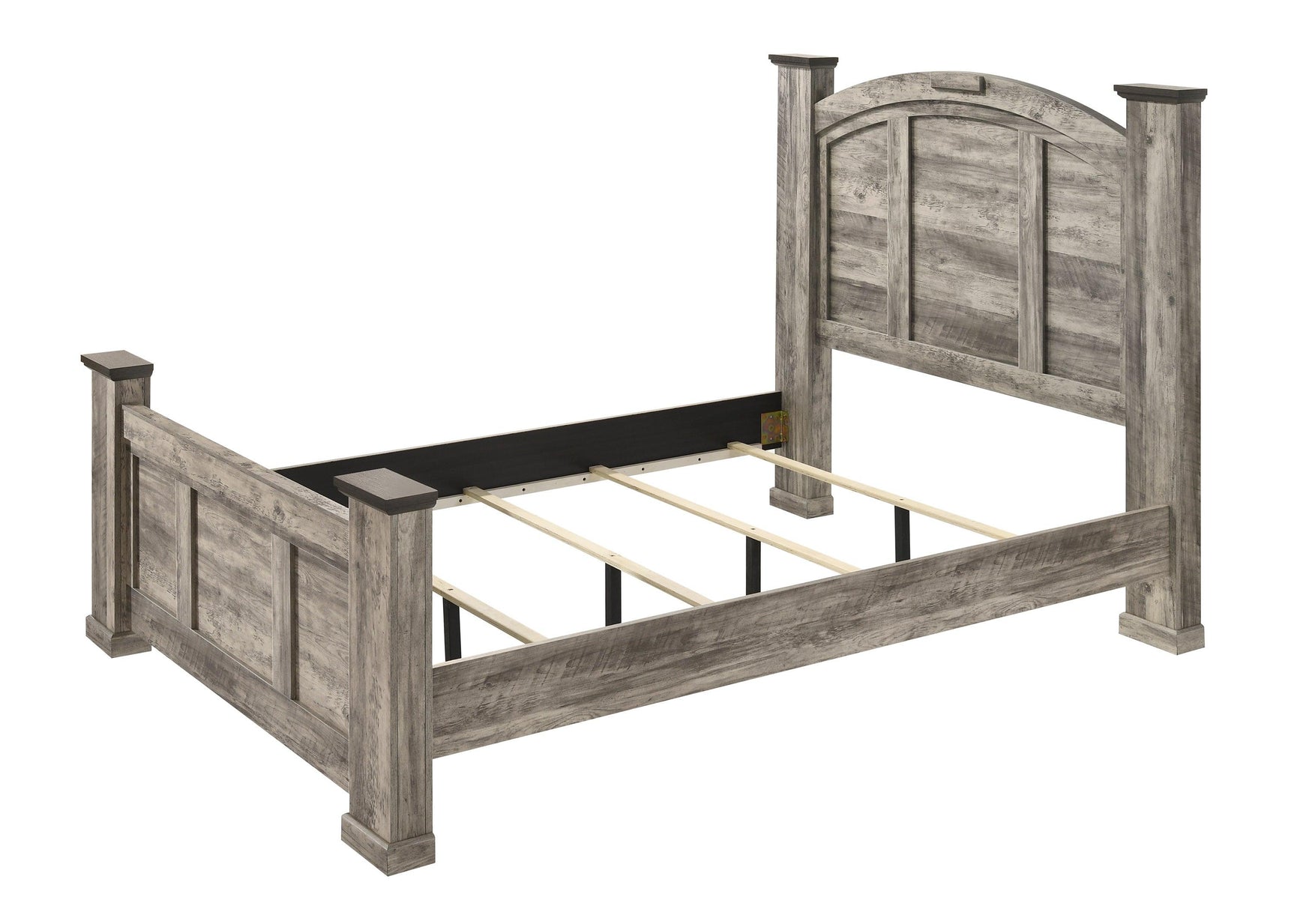 bedroom view of Ella Mae Gray Poster Panel Bedroom Set bed