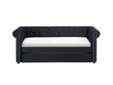 Ellie Black Velvet Tufted Trundle Daybed close-up on velvet tufting