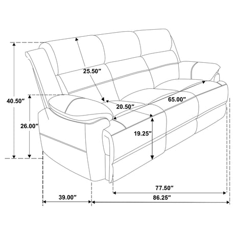 Front view of Ellington 3-Piece Upholstered Dark Brown Sofa Set