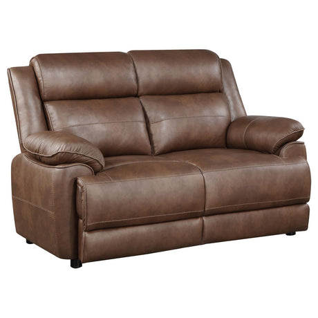 Ellington loveseat dark brown leatherette front view
