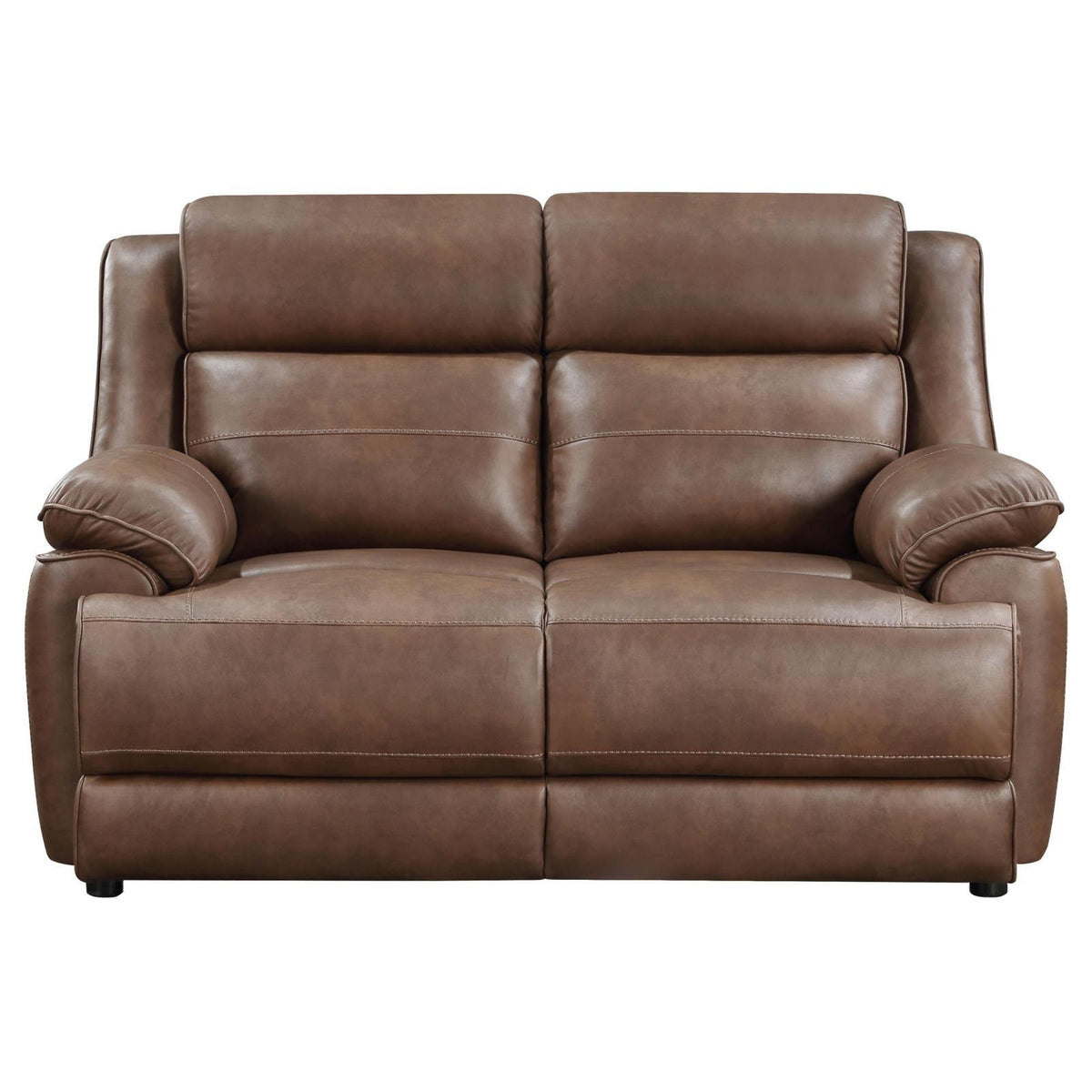 Side view of Ellington dark brown loveseat