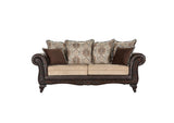 Elmbrook brown upholstered rolled arm sofa main view