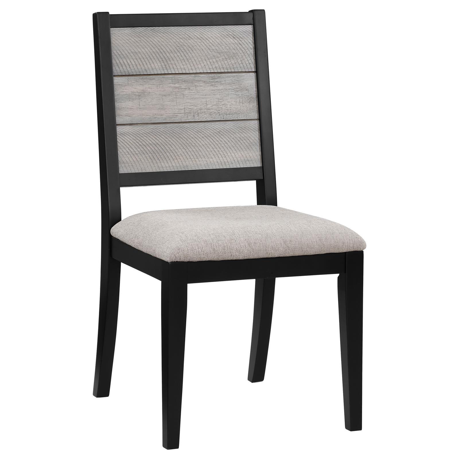 Back view of Elodie Upholstered Dining Side Chair showing black frame