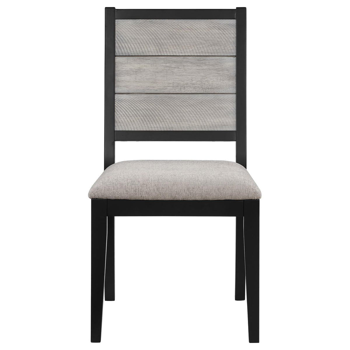 Close-up of dove grey fabric upholstery on Elodie Dining Chair