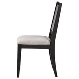 Elodie Chair leg showing acacia veneer and plastic glide