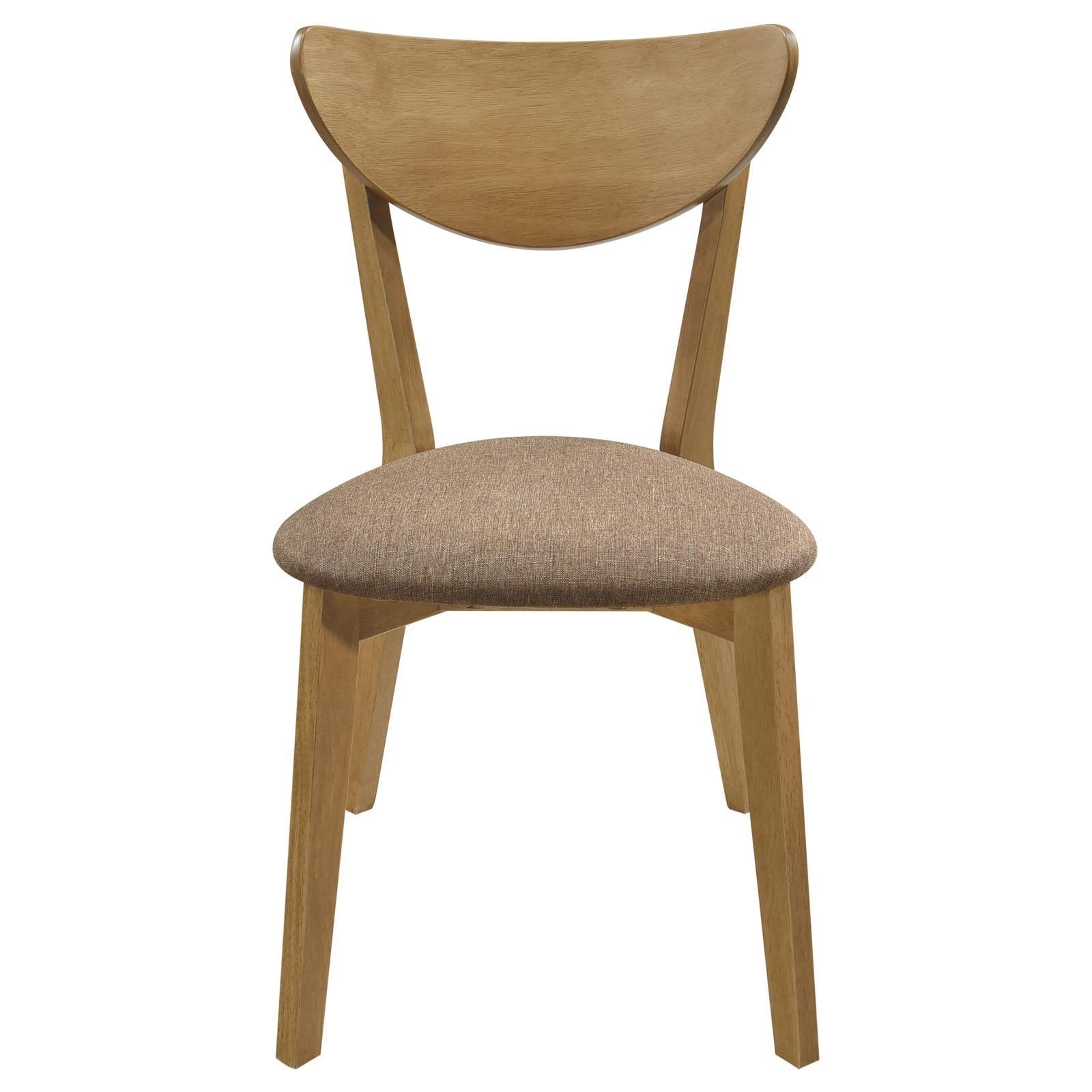 Set of 2 Elowen dining side chairs light walnut finish with brown upholstery