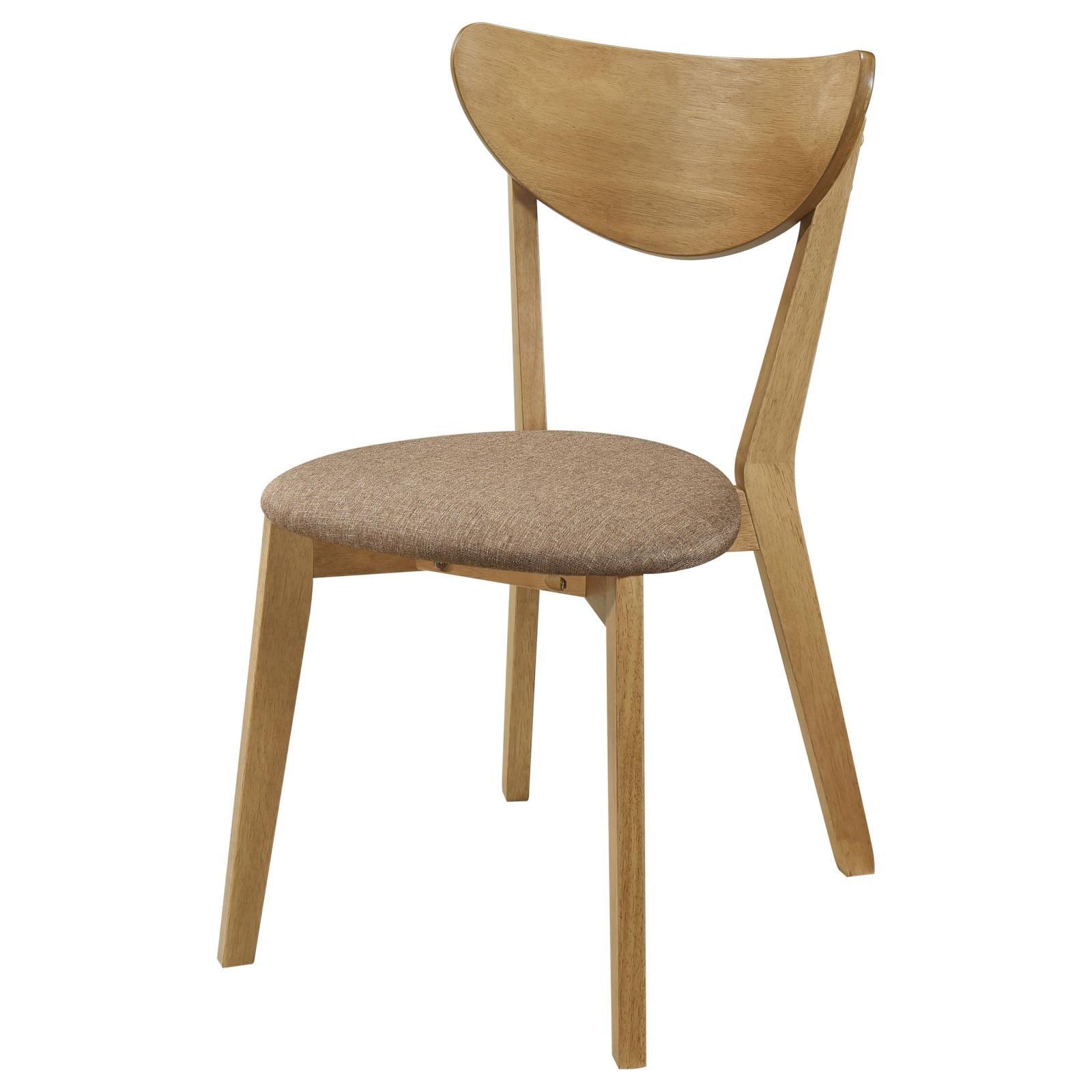 Elowen chair close-up of fabric seat and wood finish