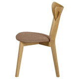 Mid-century modern Elowen side chair leg detail in light walnut