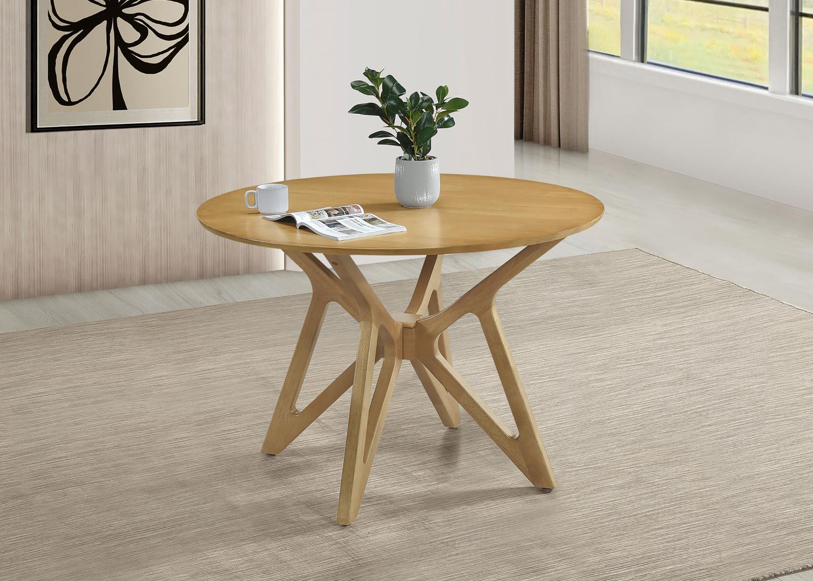 Elowen dining table geometric open leg base detail