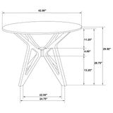 Full shot of Elowen round dining table in light walnut on white background