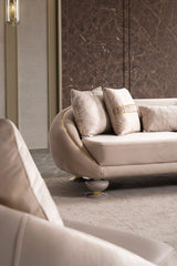 Elysium Sofa, Loveseat, and Chair Set with Sculptural Curved Silhouettes view 12