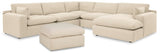 Elyza Linen 5-Piece Sectional with Ottoman - image 2
